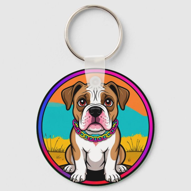 Llavero Cachorro Animado Adorable con Collar (Anverso)