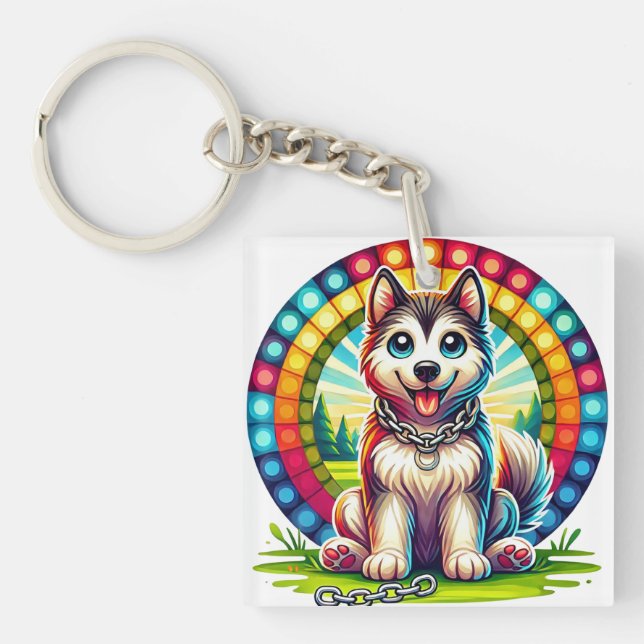 Llavero Cachorro Animado Adorable con Collar (Frente)