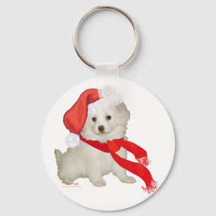 Llavero Cachorro ayudante de Santa Poodle / Bichon Mix