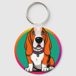 Llavero Cachorro Basset de dibujos animados adorable