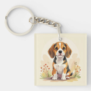 Llavero Cachorro Beagle Tricolor Blanco Negro y Canela Ado