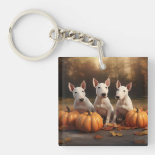 Llavero Cachorro Bull Terrier Delicia de Otoño Calabaza