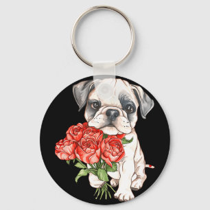 Llavero Cachorro bulldog adorable de acuarela sosteniendo