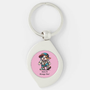 Llavero Cachorro Bulldog Adorable Ropa Urbana Amante de Pe