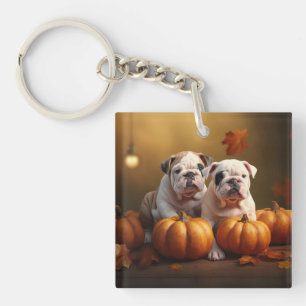 Llavero Cachorro Bulldog Otoño Delicia Calabaza