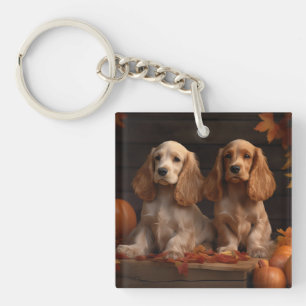 Llavero Cachorro Cocker Spaniel Delicia de Otoño Calabaza