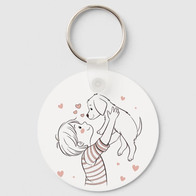 Llavero Cachorro con Personalizado de niño feliz (Anverso)