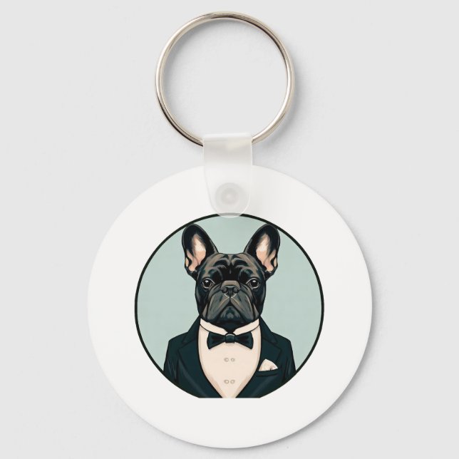 Llavero Cachorro de Bulldog francés (Anverso)