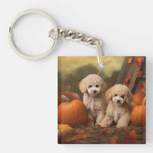 Llavero Cachorro de Caniche Delicia de Otoño Calabaza