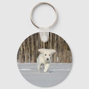 Llavero Cachorro de cobre blanco en nieve