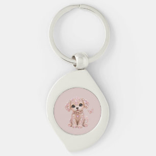 Llavero Cachorro de Cristal Rosa Adorable