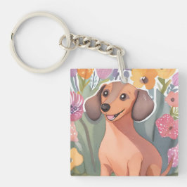 Llavero Cachorro de Dachshund | Perro de Acuarela Mascota