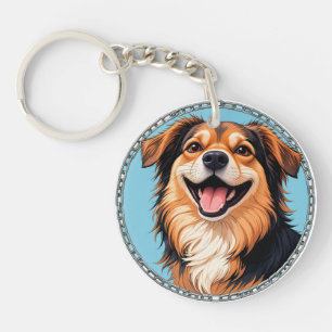 Llavero Cachorro de dibujos animados adorable con ojos bri