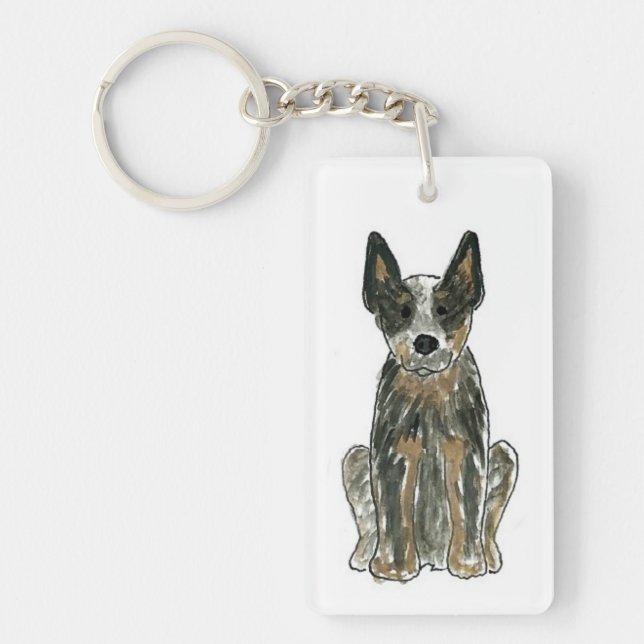 Llavero Cachorro de ganado australiano Cod Blue Heeler ACD (Frente)