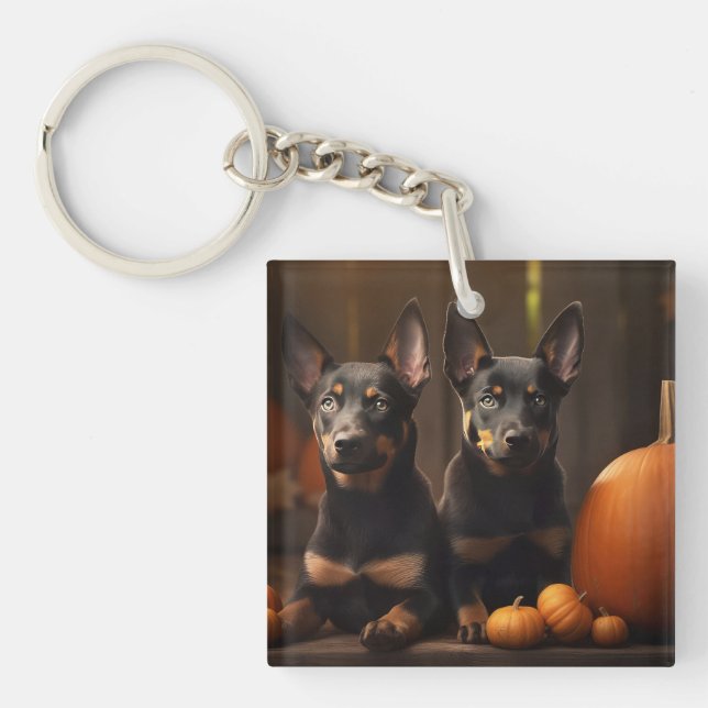 Llavero Cachorro de Kelpie Australiano Delicia de Otoño Ca (Frente)