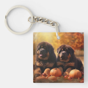 Llavero Cachorro de Mastín Tibetano Otoño Delicia Calabaza