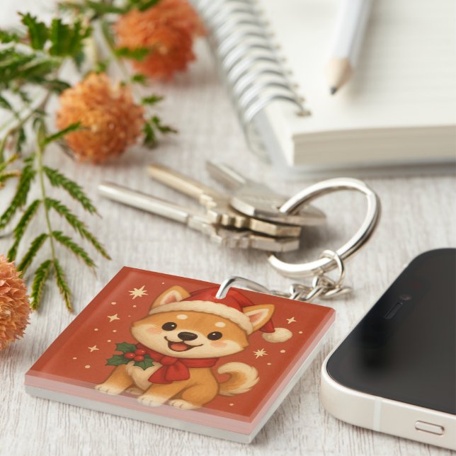 Llavero Cachorro de Navidad adorable (Frente Derecha)