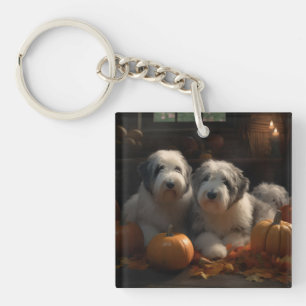 Llavero Cachorro de Old English Sheepdog Otoño Delicia Cal