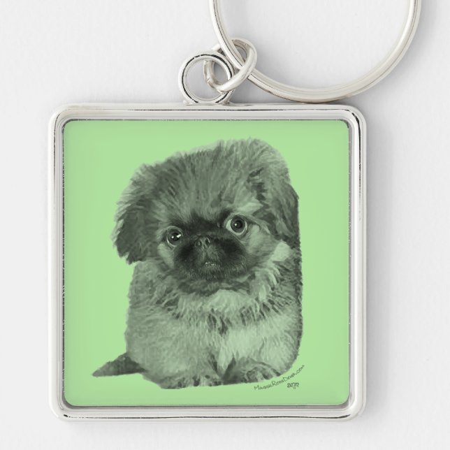 Llavero Cachorro de Pekín Verde (Frente)