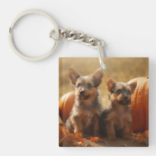 Llavero Cachorro de Terrier Australiano Delicia de Otoño C