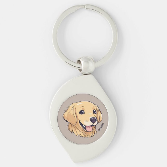 Llavero Cachorro dorado personalizado (Anverso)