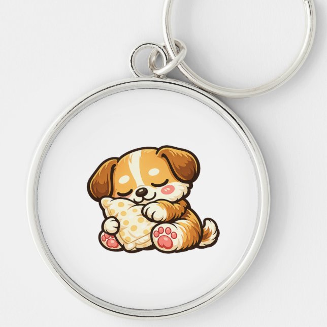Llavero Cachorro Dormilón Adorable con Almohada (Frente)