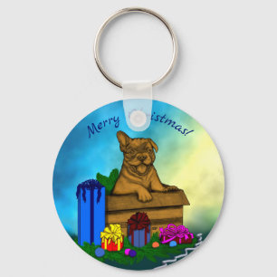 Llavero Cachorro en una caja , Feliz Navidad