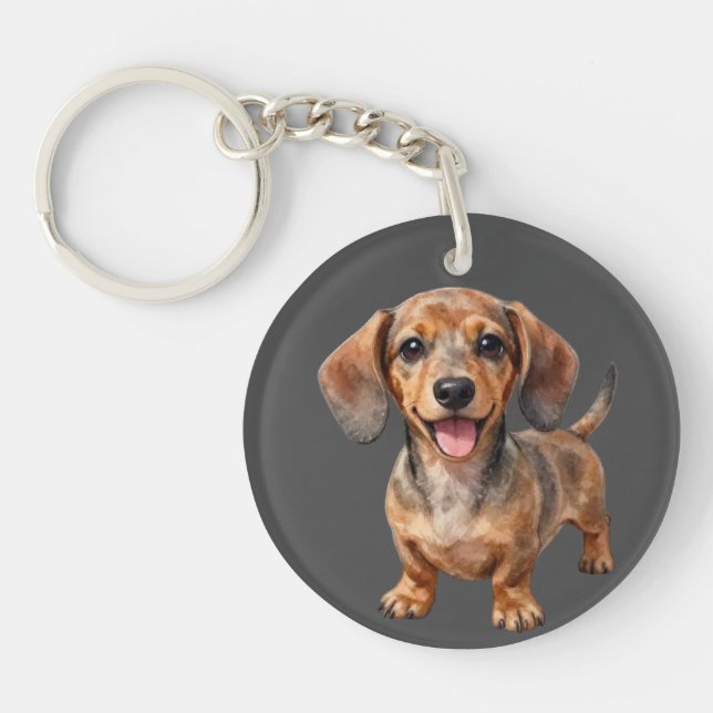Llavero Cachorro feliz de raza Dachshund (Frente)