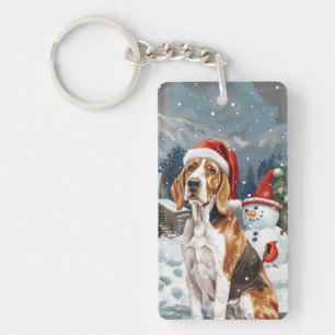 Llavero Cachorro Foxhound Inglés Americano Invierno Navida