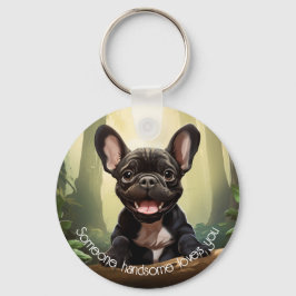Llavero 😍Cachorro francés dulce en un bosque