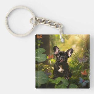 Llavero 🐶💗Cachorro Frenchie dulce en una selva