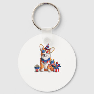 Llavero Cachorro galés patriótico Corgi Pup 4 de julio