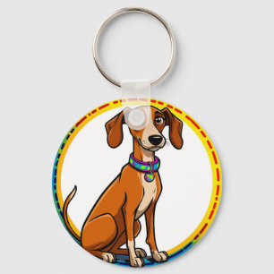 Llavero 🐶 Cachorro Juguetón En Marco Circular Para Uso Di