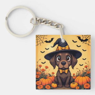 Llavero Cachorro lindo disfrazado de bruja para Halloween