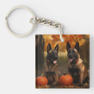 Llavero Cachorro Malinoi Belga Delicia de Otoño Calabaza 