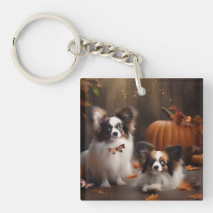 Llavero Cachorro Papillon Delicia de Otoño Calabaza