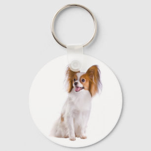 Llavero Cachorro Papillon Marrón y Blanco