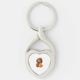 Llavero Cachorro pug lindo con fresas divertido cartoon af