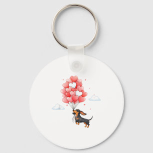 Llavero Cachorro salchicha adorable corazón de San Valentí