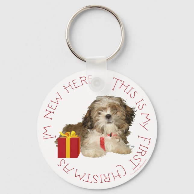 Llavero Cachorro Shih Tzu Primera Navidad (Anverso)