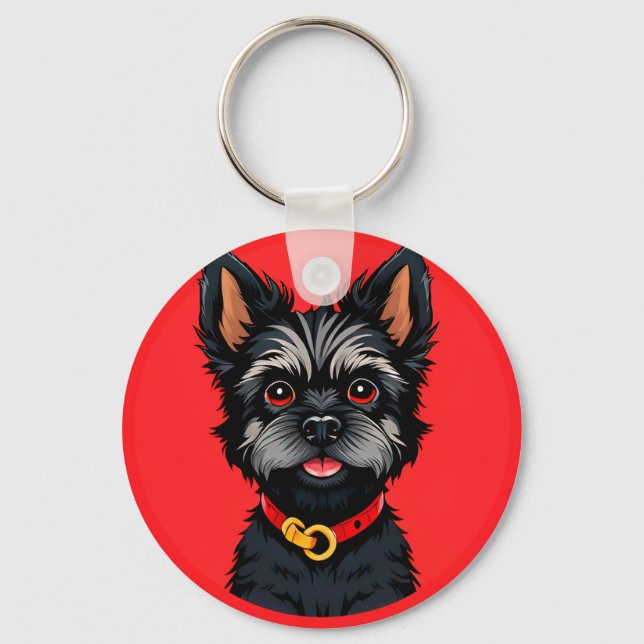 Llavero 🐶 Cachorro Terrier Negro para Estilo de Uso Diari (Anverso)