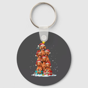 Llavero Cachorro Vizsla Lindo Gorro de Navidad del Árbol d