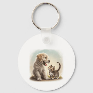 Llavero Cachorro y Gatito