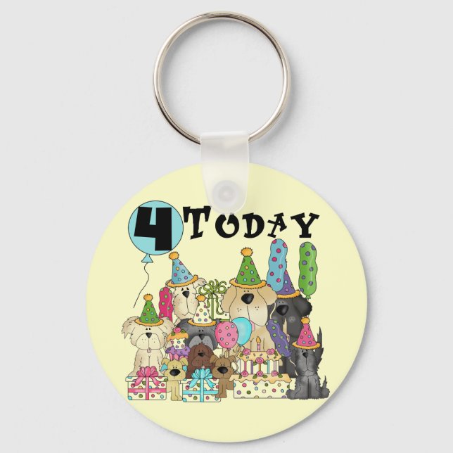 Llavero Cachorros 4º cumpleaños Camisetas y regalos (Anverso)