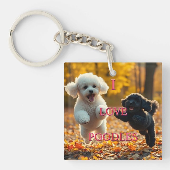 Llavero Cachorros de Caniche Saltarines (Frente)