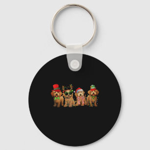 Llavero Cachorros Goldendoodle Adorables Luces de Navidad