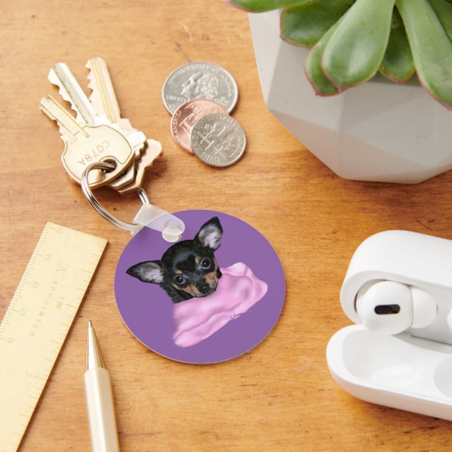 Llavero Cachorros negros y tan chihuahua (Escritorio )