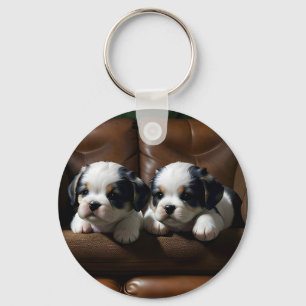 Llavero Cachorros Super Adorables en el Sofá 1