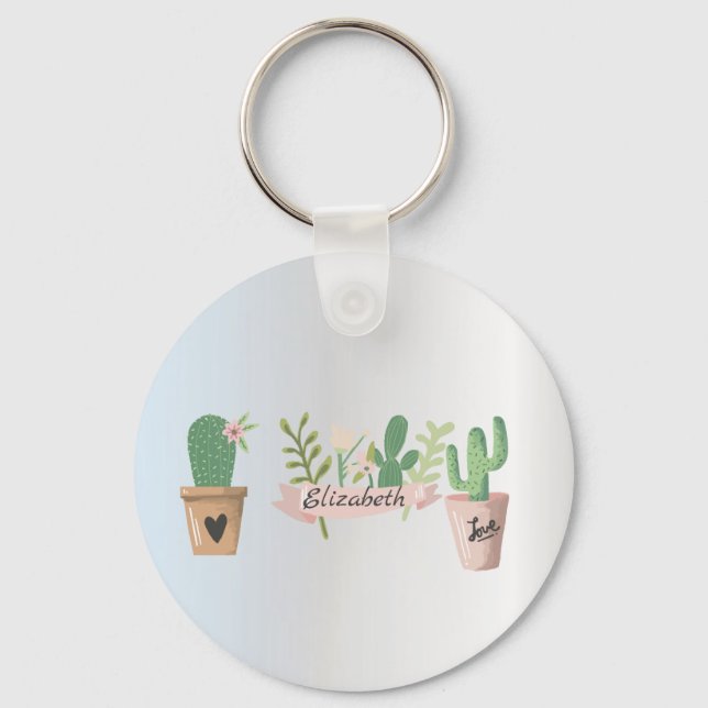 Llavero Cactus Adorable, Plata (Anverso)