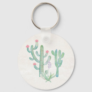 Llavero Cactus de acuarela bohemia